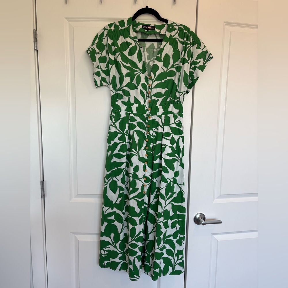Green floral Zara dress